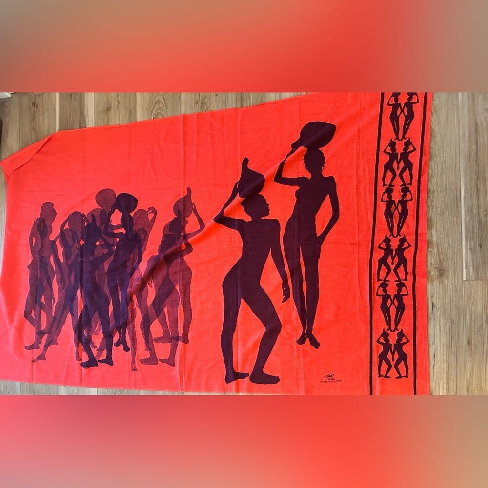 Vintage 1986 Hand Printed Scarf from Kenya
